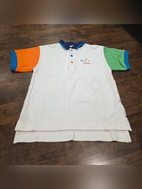 Vtg 90s Gymboree White Polo Color Block Short Sleeve Large 3-4